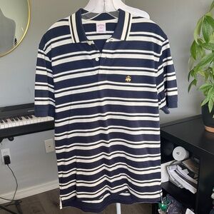 Brooks Brothers Navy and White Striped Polo
